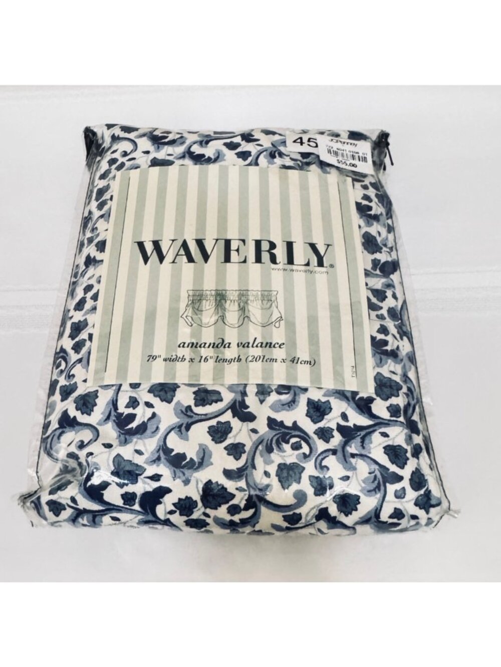 Waverly Amanda Window Valance Kerry Delft Blue White Floral 79 x 16 Cottage Core